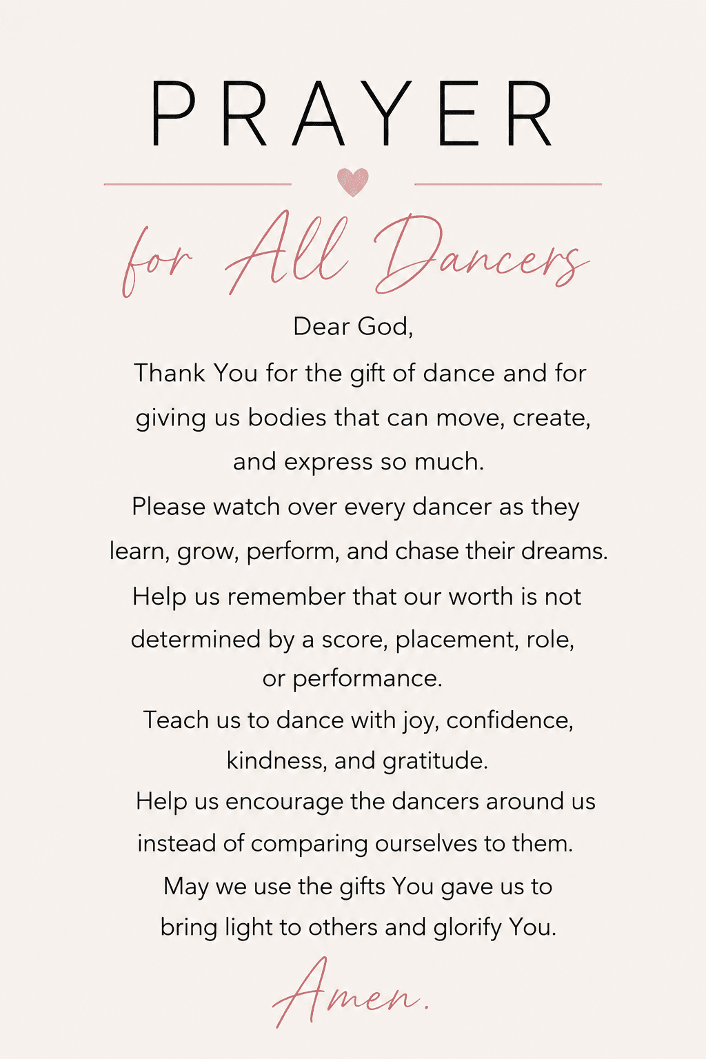 Prayer for all dancers